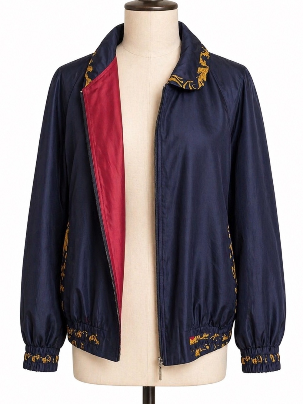 Vintage 80s silk baroque windbreaker- men's medium, women L
